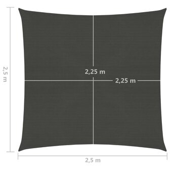 Zonnezeil 160 g/m&sup2; 2,5x2,5 m HDPE antracietkleurig 8720286096161 6