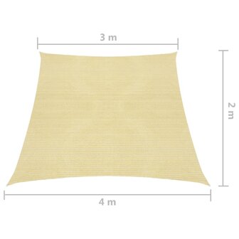 Zonnezeil 160 g/m&sup2; 3/4x2 m HDPE beige 8720286097212 6