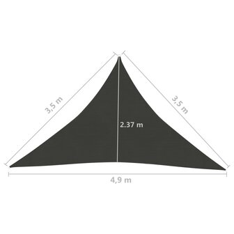 Zonnezeil 160 g/m&sup2; 3,5x3,5x4,9 m HDPE antracietkleurig 8720286096550 6