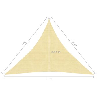 Zonnezeil 160 g/m&sup2; 3x3x3 m HDPE beige 8720286097052 6