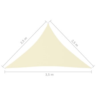 Zonnescherm driehoekig 2,5x2,5x3,5 m oxford stof cr&egrave;mekleurig 8720286120255 6