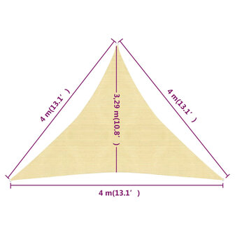 Zonnezeil 160 g/m&sup2; 4x4x4 m HDPE beige 8720286097113 6