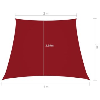 Zonnezeil trapezium 2/4x3 m oxford stof rood 8720286124277 6