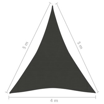 Zonnezeil 160 g/m&sup2; 4x5x5 m HDPE antracietkleurig 8720286096598 6