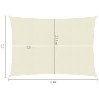 Zonnezeil 160 g/m&sup2; 2,5x5 m HDPE cr&egrave;mekleurig 8720286097441 6