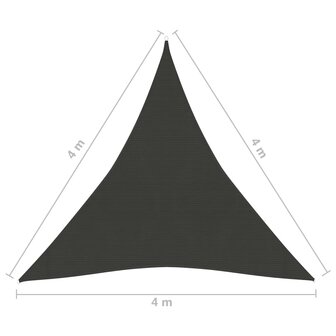 Zonnezeil 160 g/m&sup2; 4x4x4 m HDPE antracietkleurig 8720286096567 6