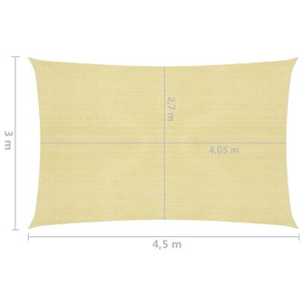 Zonnezeil 160 g/m&sup2; 3x4,5 m HDPE beige 8720286096918 6