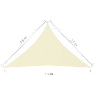 Zonnescherm driehoekig 3,5x3,5x4,9 m oxford stof cr&egrave;mekleurig 8720286120316 6