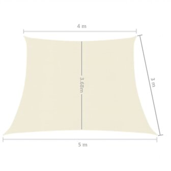 Zonnezeil 160 g/m&sup2; 4/5x3 m HDPE cr&egrave;mekleurig 8720286097786 6