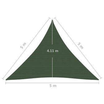 Zonnezeil 160 g/m&sup2; 5x5x5 m HDPE donkergroen 8720286100455 6