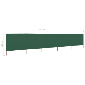 Windscherm 5-panelen 600x160 cm stof groen 8719883744940 6