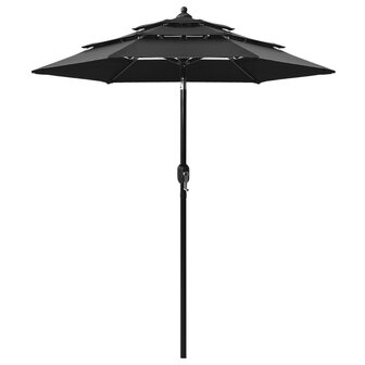 Parasol 3-laags met aluminium paal 2 m zwart 8720286165409 1