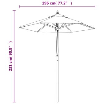 Parasol met houten paal 196x231 cm zandkleurig 8720845760434 8