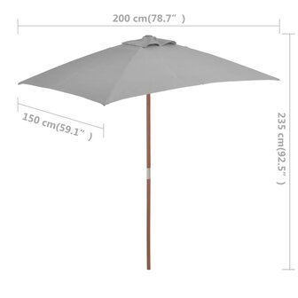 Parasol met houten paal 150x200 cm antraciet 8718475697749 8