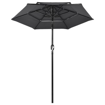 Parasol 3-laags met aluminium paal 2 m antracietkleurig 8720286165362 2