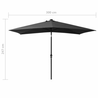 Parasol met LED&amp;apos;s en stalen paal 2x3 m antracietkleurig 8720286164709 11