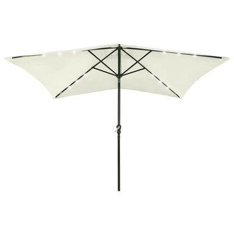 Parasol met LED&amp;apos;s en stalen paal 2x3 m zandkleurig 8720286164693 1