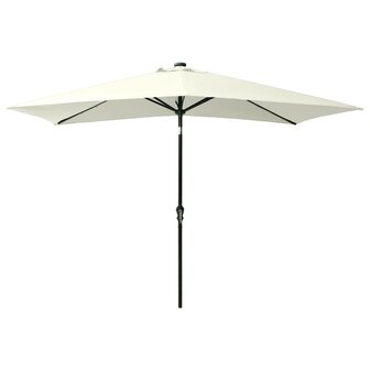 Parasol met LED&amp;apos;s en stalen paal 2x3 m zandkleurig 8720286164693 3