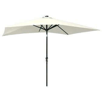 Parasol met LED&amp;apos;s en stalen paal 2x3 m zandkleurig 8720286164693 4