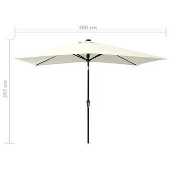 Parasol met LED&amp;apos;s en stalen paal 2x3 m zandkleurig 8720286164693 11