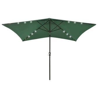 Parasol met LED&amp;apos;s en stalen paal 2x3 m groen 8720286164686 1