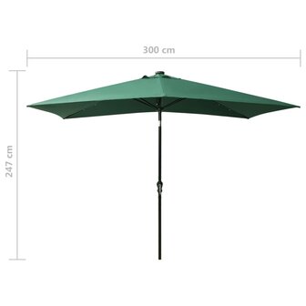 Parasol met LED&amp;apos;s en stalen paal 2x3 m groen 8720286164686 11