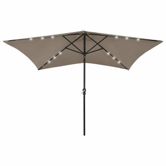 Parasol met LED&amp;apos;s en stalen paal 2x3 m taupe 8720286164716 1