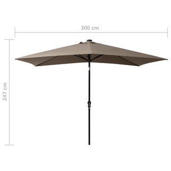 Parasol met LED&amp;apos;s en stalen paal 2x3 m taupe 8720286164716 11