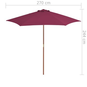 Parasol met houten paal 270 cm bordeauxrood 8718475697565 6