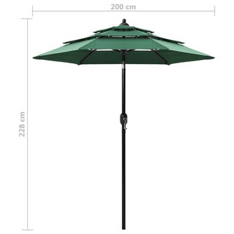 Parasol 3-laags met aluminium paal 2 m groen 8720286165355 8