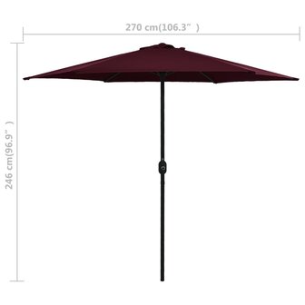 Parasol met aluminium paal 270x246 cm bordeauxrood 8719883763569 6