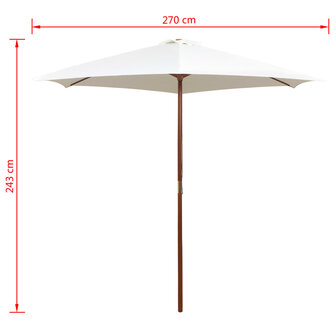 Parasol 270x270 cm houten paal cr&egrave;mewit 8718475505501 6