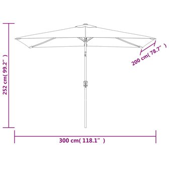 Parasol met metalen paal 300x200 cm zwart 8719883744551 8