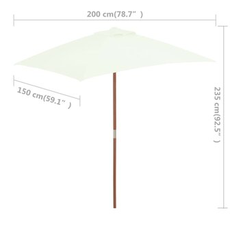 Parasol met houten paal 150x200 cm zandkleurig 8718475697725 8