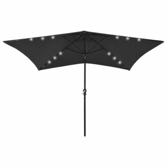 Parasol met LED&amp;apos;s en stalen paal 2x3 m zwart 8720286164747 1