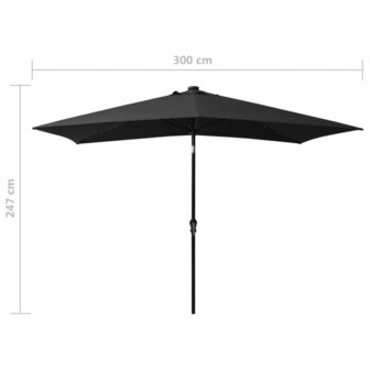 Parasol met LED&amp;apos;s en stalen paal 2x3 m zwart 8720286164747 11