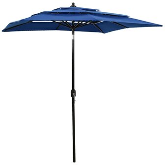 Parasol 3-laags met aluminium paal 2x2 m azuurblauw 8720286165331 1