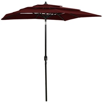 Parasol 3-laags met aluminium paal 2x2 m bordeauxrood 8720286165300 1