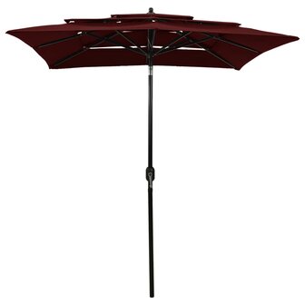 Parasol 3-laags met aluminium paal 2x2 m bordeauxrood 8720286165300 2