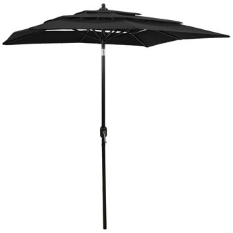 Parasol 3-laags met aluminium paal 2x2 m zwart 8720286165324 1