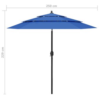 Parasol 3-laags met aluminium paal 2,5 m azuurblauw 8720286165492 8