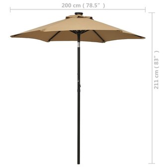 Parasol met LED-verlichting 200x211 cm aluminium taupe 8720286115497 9