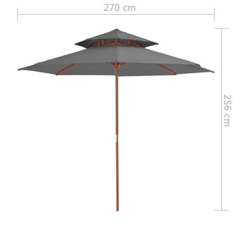 Parasol dubbeldekker met houten paal 270 cm antraciet 8718475697589 7