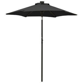 Parasol met LED-verlichting 200x211 cm aluminium zwart 8720286115527 1