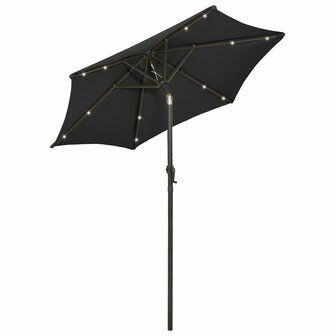 Parasol met LED-verlichting 200x211 cm aluminium zwart 8720286115527 2