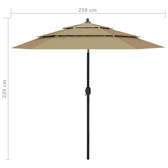 Parasol 3-laags met aluminium paal 2,5 m taupe 8720286165454 8