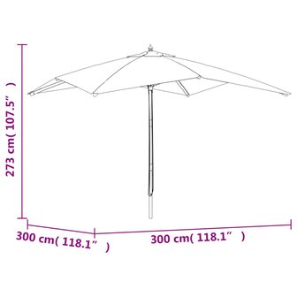 Parasol met houten paal 300x300x273 cm groen 8720845760762 7