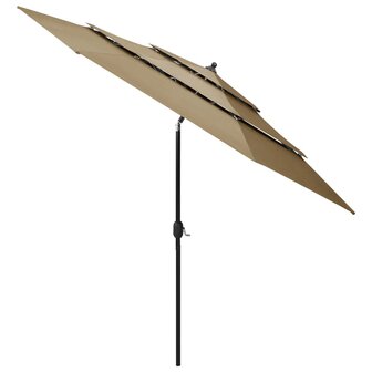 Parasol 3-laags met aluminium paal 3 m taupe 8720286165539 2