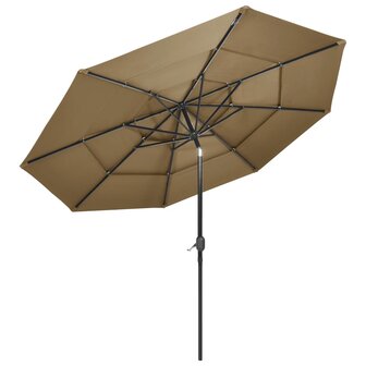 Parasol 3-laags met aluminium paal 3 m taupe 8720286165539 3