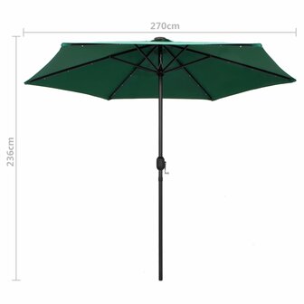 Parasol met LED-verlichting en aluminium paal 270 cm groen 8719883763606 7